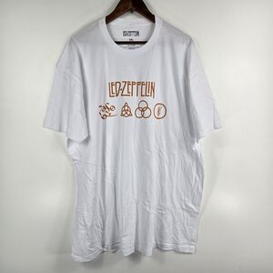 Led Zeppelin Size 2XL White Short Sleeve T Shirt Zoso Logo NWOT
